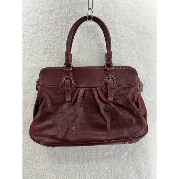 Antonio Melani Womens Satchel Handbag Brown Magnetic Phone Pockets Buckle L - Picture 2 of 9